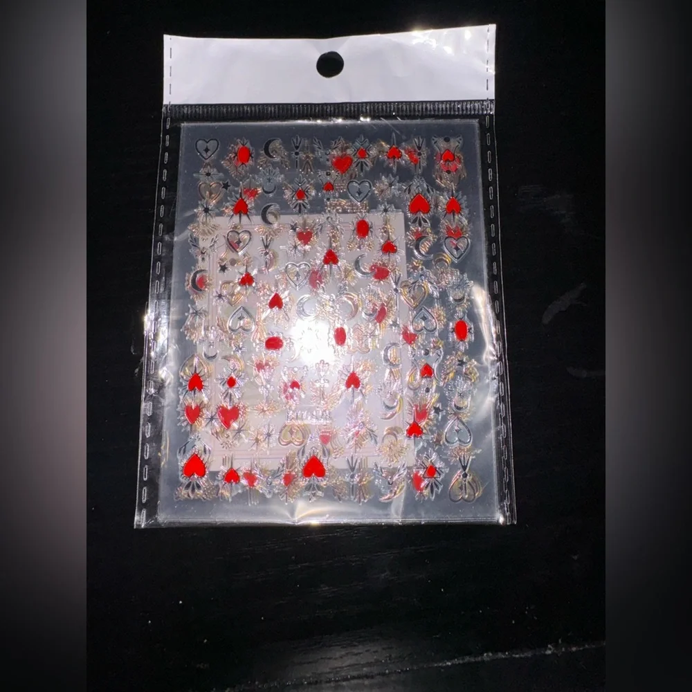 * 3 for 15 * Set of 3D Valentines Heart Nail Charms and Nail Sticker Hearts